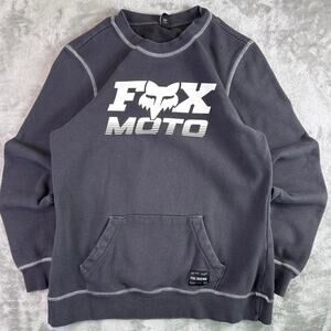 Y2K Fox Racing FOX MOTO Sweatshirt Grey Crewneck Moto Mens Medium